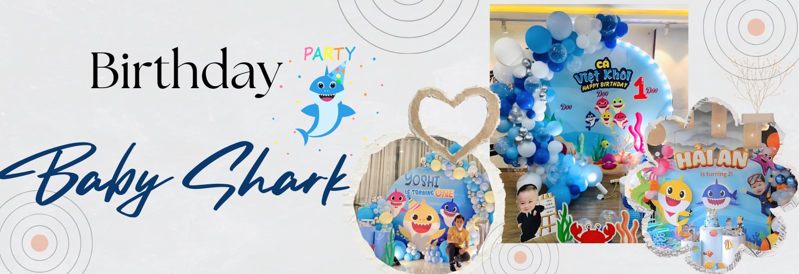 trang trí sinh nhật bé trai chủ đề baby shark