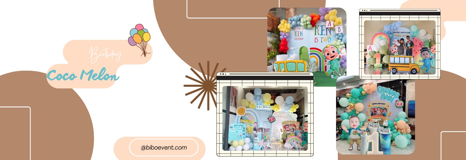 trang trí sinh nhật bé trai chủ đề coco melon