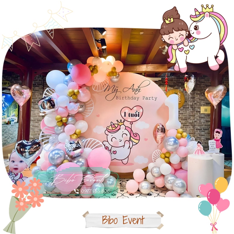 trang trí thôi nôi bé gái chủ đề pony