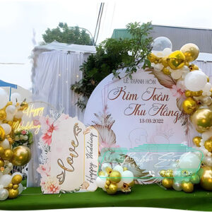 trang trí tiệc cưới backdrop tròn