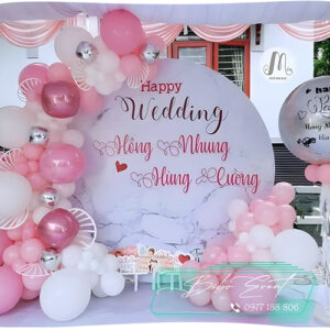 trang trí tiệc cưới tại nhà theo màu hồng