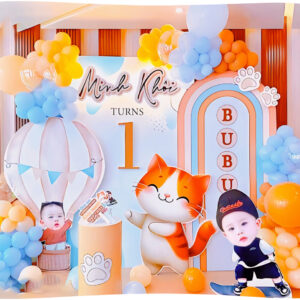 mẫu trang trí sinh nhật bé trai chủ đề tuổi mèo