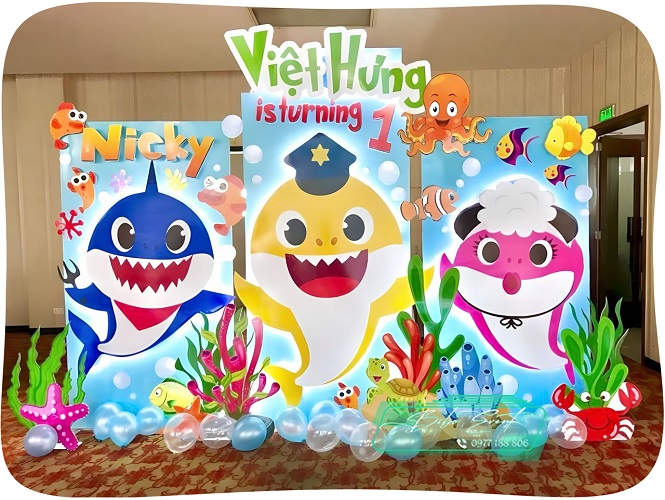 mẫu trang trí sinh nhật chủ đề baby sharrk