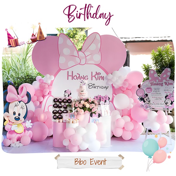 trang trí sinh nhật bé gái chủ đề mickey