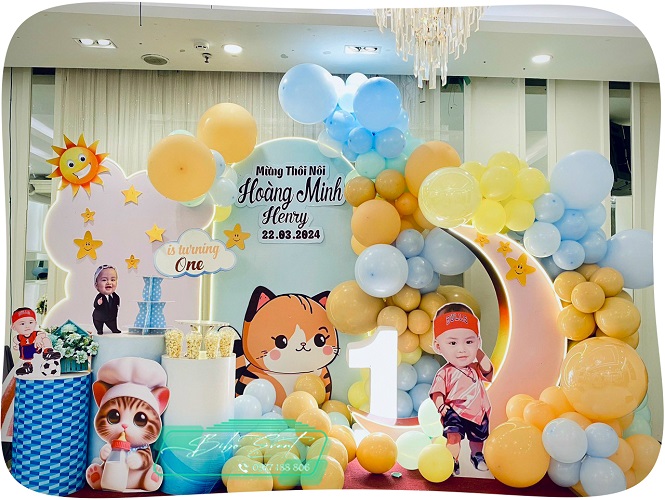 trang trí sinh nhật cho bé trai tuổi mèo