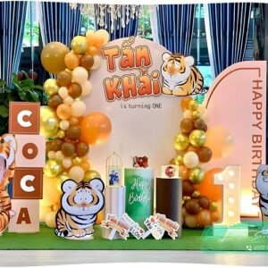 backdrop sinh nhật bé trai chủ đề động vật