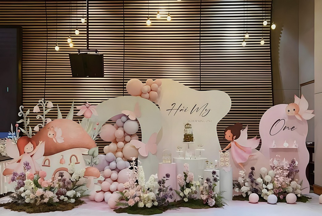 mẫu sinh nhật bé gái chủ đề hoa