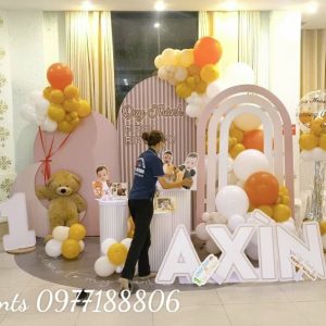quá trình setup mẫu sinh nhật bé trai