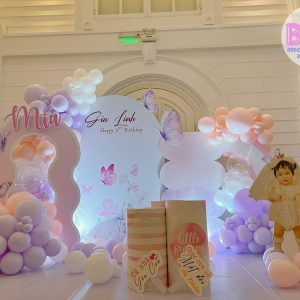 Backdrop trang trí sinh nhật Bé Gia Linh