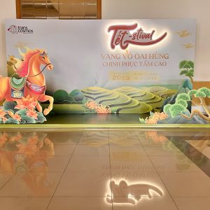 trang trí backdrop tết